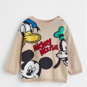 New 12m H&M Disney Sweater Cotton Knit Mickey Mouse Goofy Donald Duck